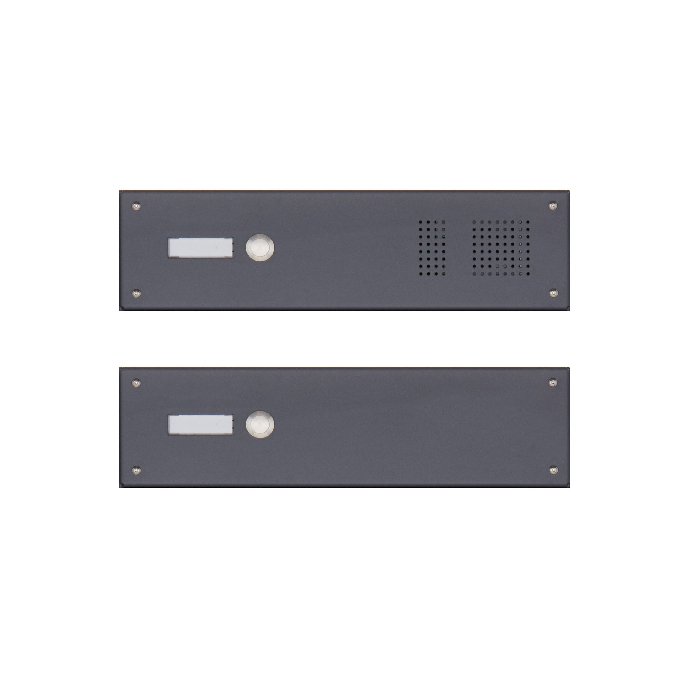 2 stainless steel panels 355x100 for 2 parties with speech perforation - RAL of your choice 2 stainless steel panels 355x100 for 2 parties with speech perforation - RAL of your choice