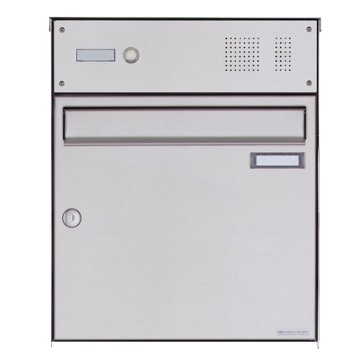 1er Edelstahl Aufputz Briefkasten Design BASIC Plus 382XA AP mit Klingelkasten - Edelstahl V2A