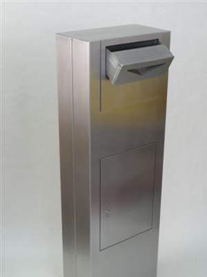 Security pedestal letterbox with airlock technology type 170 - polished stainless steel Security pedestal letterbox with airlock technology type 170 - polished stainless steel