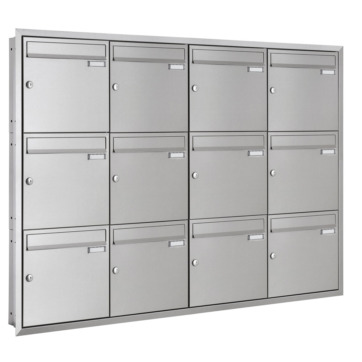 System podtynkowej skrzynki na listy 12x3 ze stali nierdzewnej BASIC Plus 382XU UP - polerowana stal nierdzewna - 12 stron