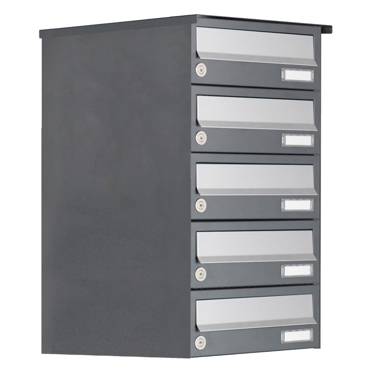 5-piece surface-mounted letterbox system Design BASIC 385A AP - stainless steel RAL 7016 anthracite grey 5-piece surface-mounted letterbox system Design BASIC 385A AP - stainless steel RAL 7016 anthracite grey