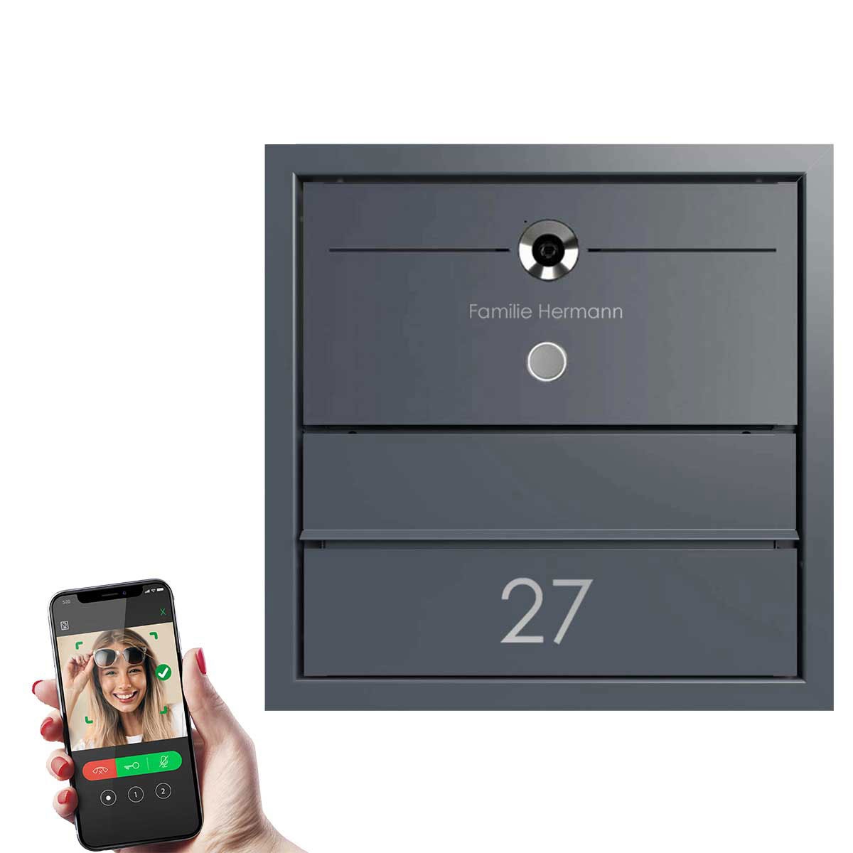 Design Durchwurfbriefkasten GOETHE MDW - RAL nach Wahl - COMELIT Switch - VIDEO Komplettset Wifi Design Durchwurfbriefkasten GOETHE MDW - RAL nach Wahl - COMELIT Switch - VIDEO Komplettset Wifi