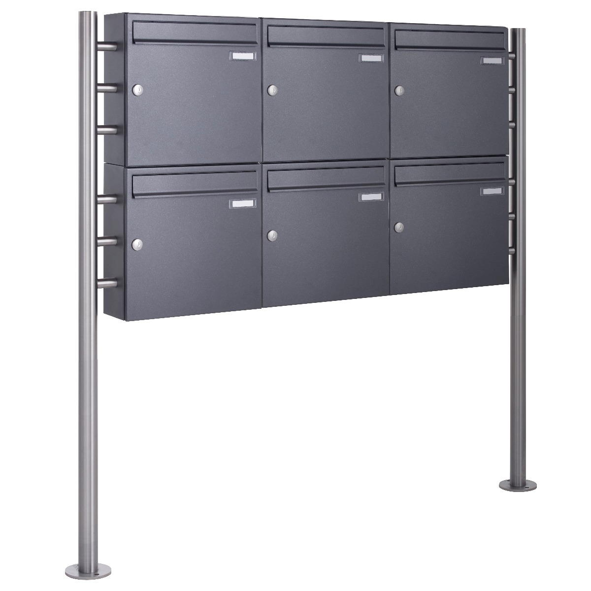 6er 2x3 Standbriefkasten Design BASIC 381 ST-R - DB703 eisenglimmer