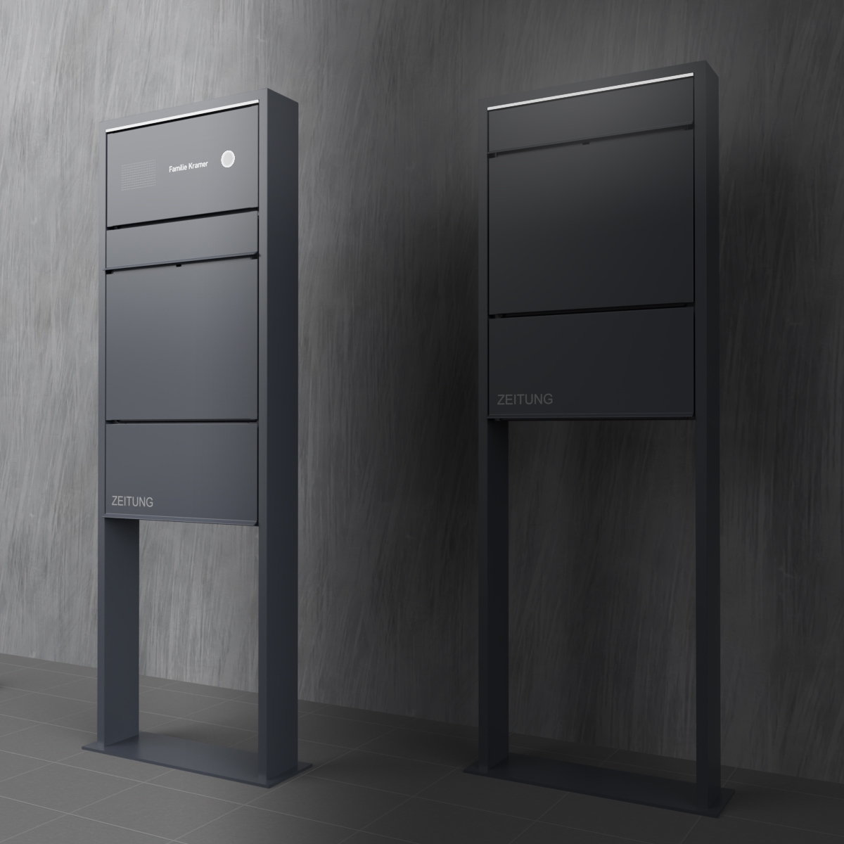 Design free-standing letterbox GOETHE LIB - LED design element - RAL of your choice Design free-standing letterbox GOETHE LIB - LED design element - RAL of your choice
