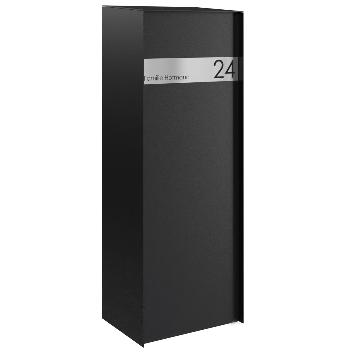 Freistehender Paketbriefkasten KÄSTNER - Design One - RAL 9005 tiefschwarz - Entnahme hinten Freistehender Paketbriefkasten KÄSTNER - Design One - RAL 9005 tiefschwarz - Entnahme hinten