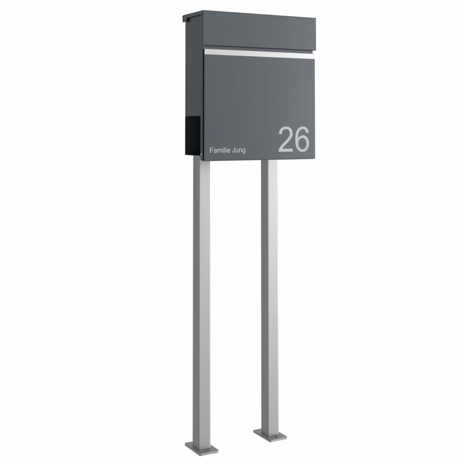 Standbriefkasten KANT Edition mit Zeitungsfach - Design 3 - RAL 7016 anthrazitgrau