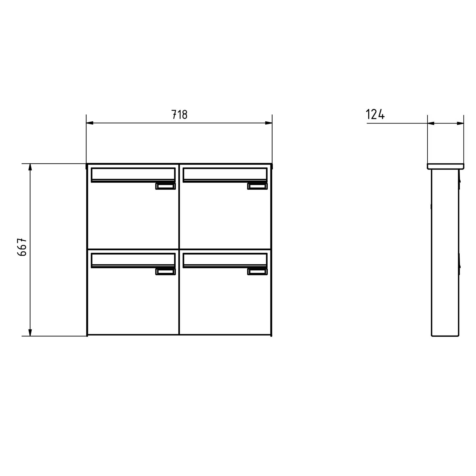 4er 2x2 stainless steel fence letterbox BASIC Plus 382XZ - RAL of your choice - removal from the rear 4er 2x2 stainless steel fence letterbox BASIC Plus 382XZ - RAL of your choice - removal from the rear