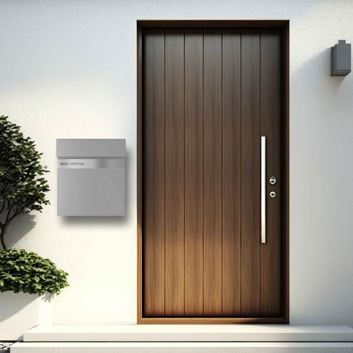 KANT Edition letterbox with newspaper compartment - Elegance 2 design - RAL 9007 grey aluminium KANT Edition letterbox with newspaper compartment - Elegance 2 design - RAL 9007 grey aluminium