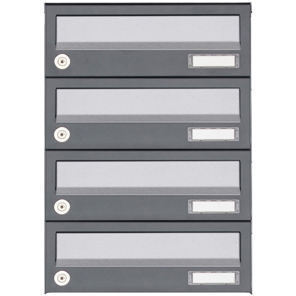 4er Aufputz Briefkastenanlage Design BASIC 385A AP - Edelstahl- RAL 7016 anthrazit