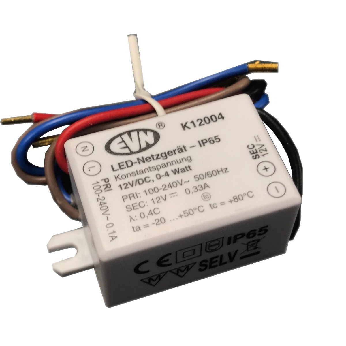 8019da35d69459a246680fc87b2f72b3759774c1 EVN Alimentatore LED / Alimentatore IP65 12V/DC 0,1-4W