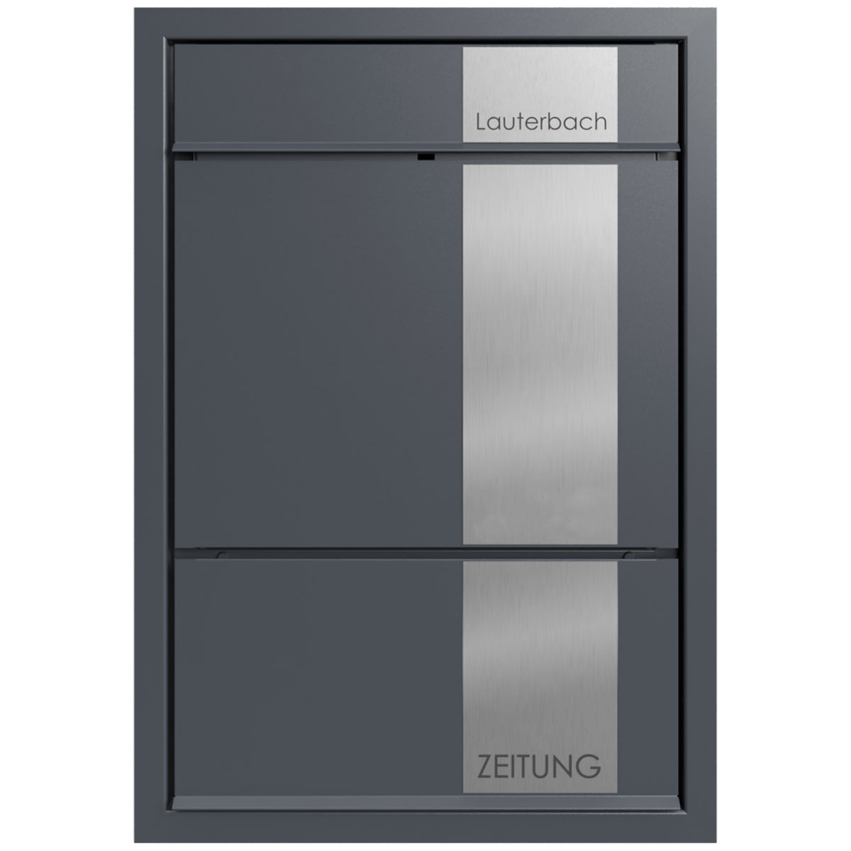 Flush-mounted letterbox GOETHE UP with newspaper compartment - Elegance 2 design - RAL of your choice Flush-mounted letterbox GOETHE UP with newspaper compartment - Elegance 2 design - RAL of your choice