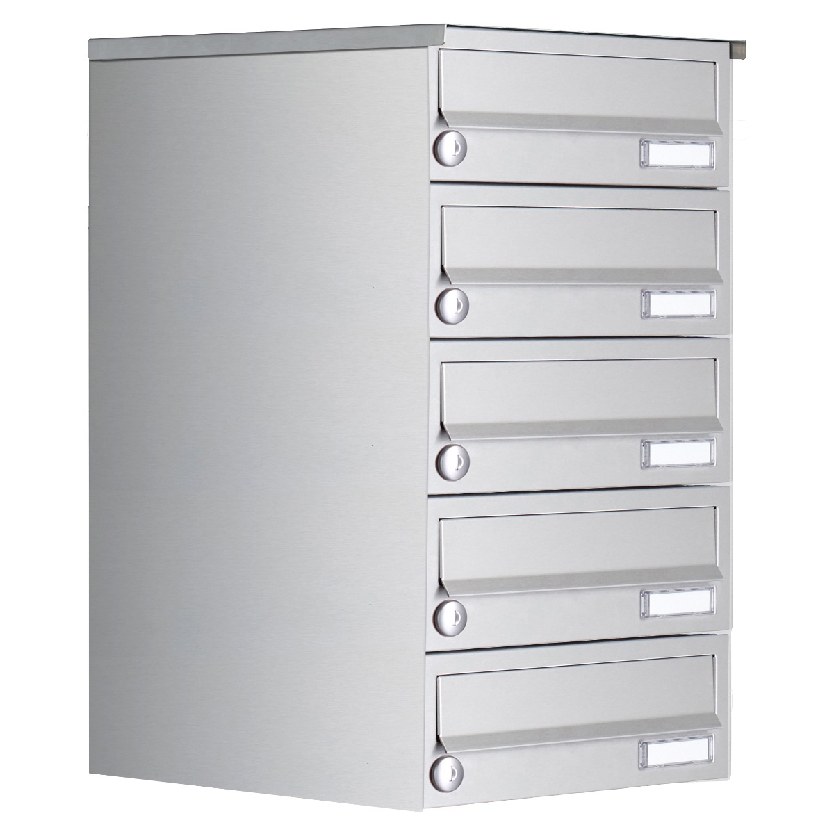 5er Aufputz Briefkastenanlage Design BASIC 385A- VA AP - Edelstahl V2A, geschliffen