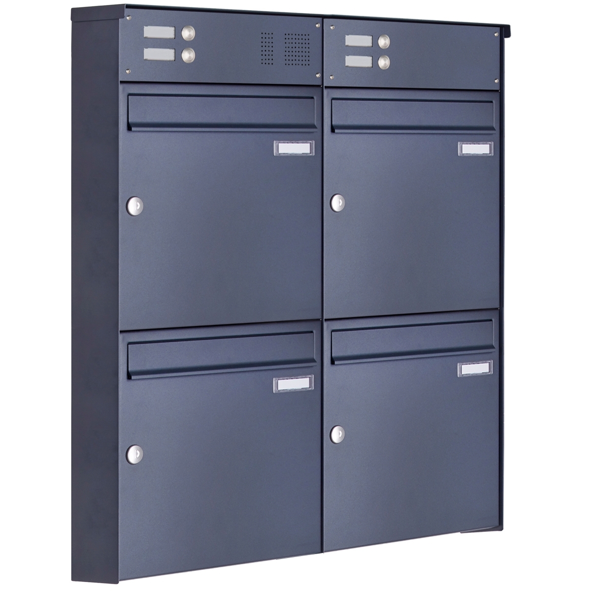 4er Edelstahl Aufputz Briefkasten Design BASIC Plus 382XA AP mit Klingelkasten- RAL nach Wahl 4er Edelstahl Aufputz Briefkasten Design BASIC Plus 382XA AP mit Klingelkasten- RAL nach Wahl