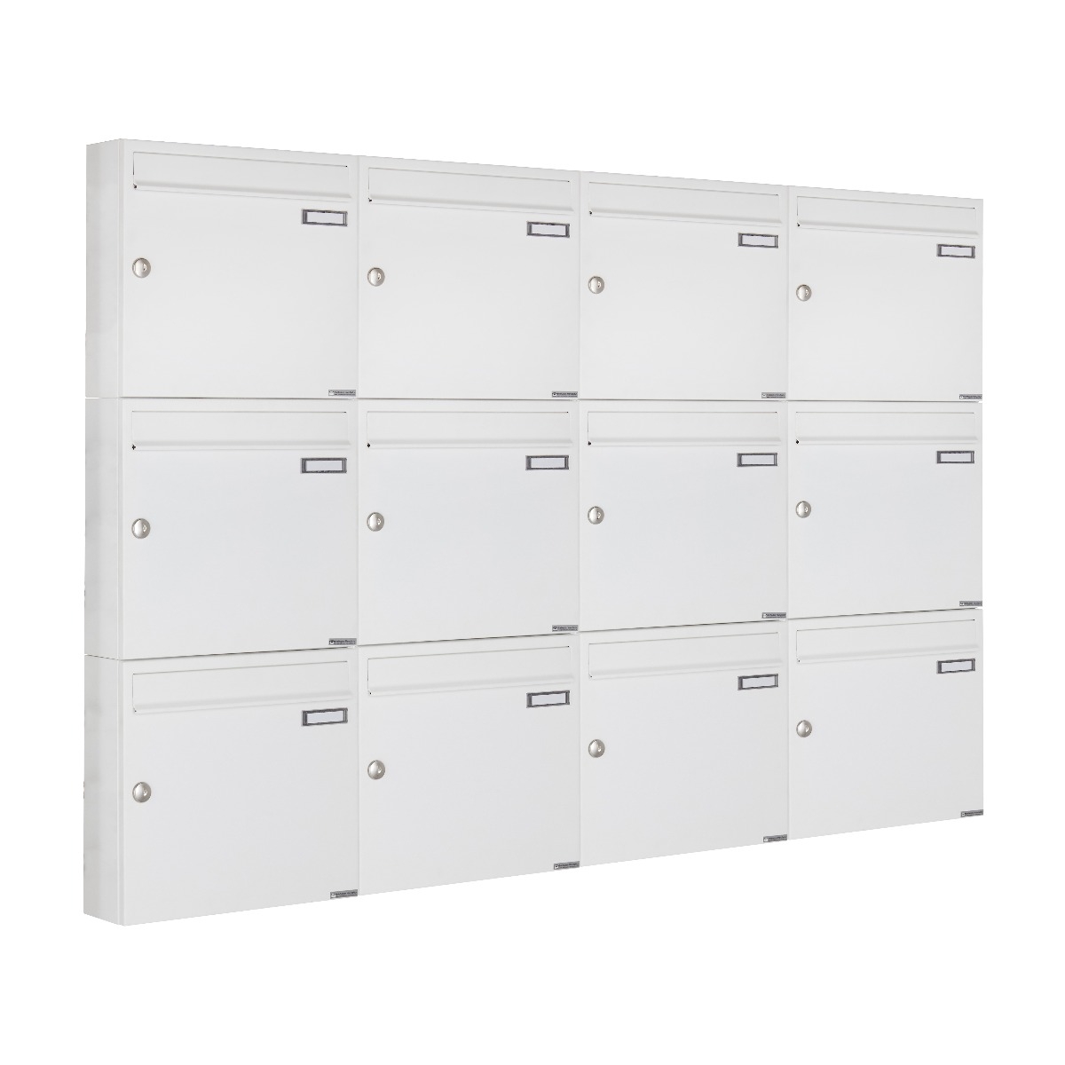 12er 4x3 Aufputz Briefkastenanlage Design BASIC 382A AP - RAL 9016 verkehrsweiß