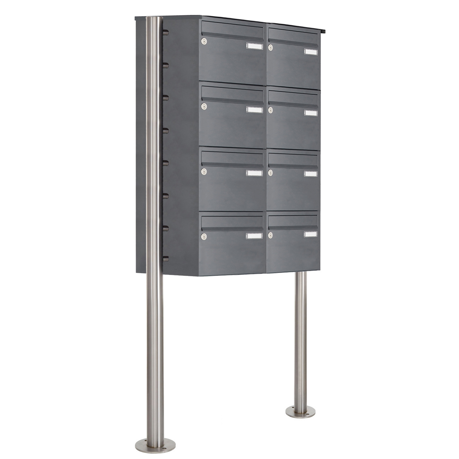 8-punktowa wolnostojąca skrzynka na listy ze stali nierdzewnej Design BASIC Plus 385X ST-R - 220 mm - RAL do wyboru