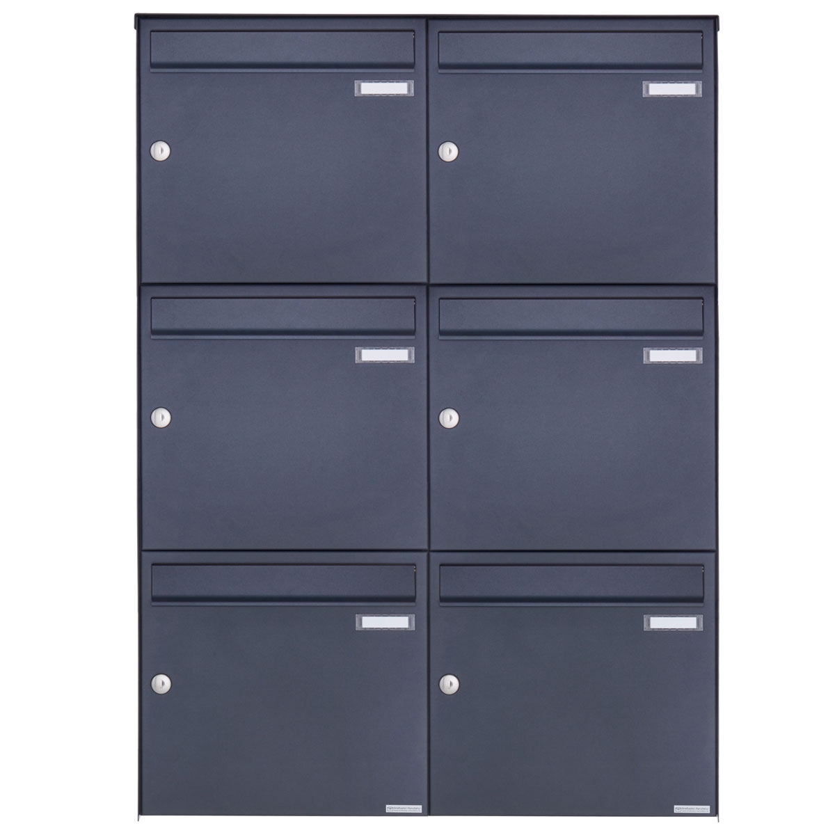 6er 2x3 Edelstahl Aufputz Briefkasten Design BASIC Plus 382XA AP - RAL nach Wahl