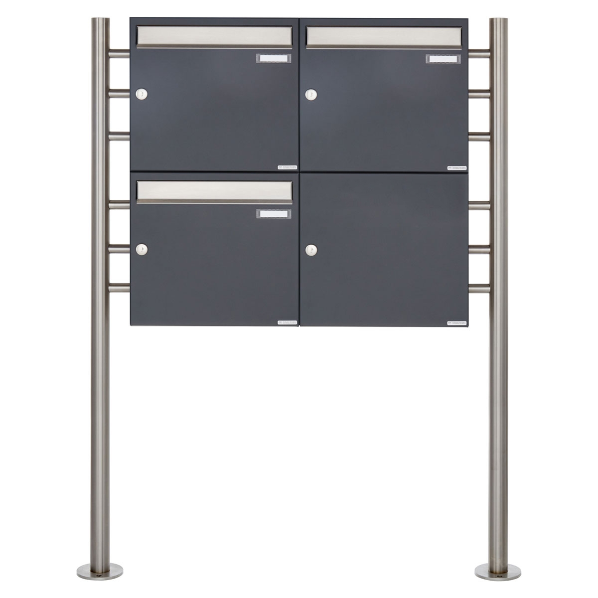 3 x 2 letterbox system freestanding Design BASIC 381 ST-R - stainless steel RAL 7016 anthracite grey 3 x 2 letterbox system freestanding Design BASIC 381 ST-R - stainless steel RAL 7016 anthracite grey