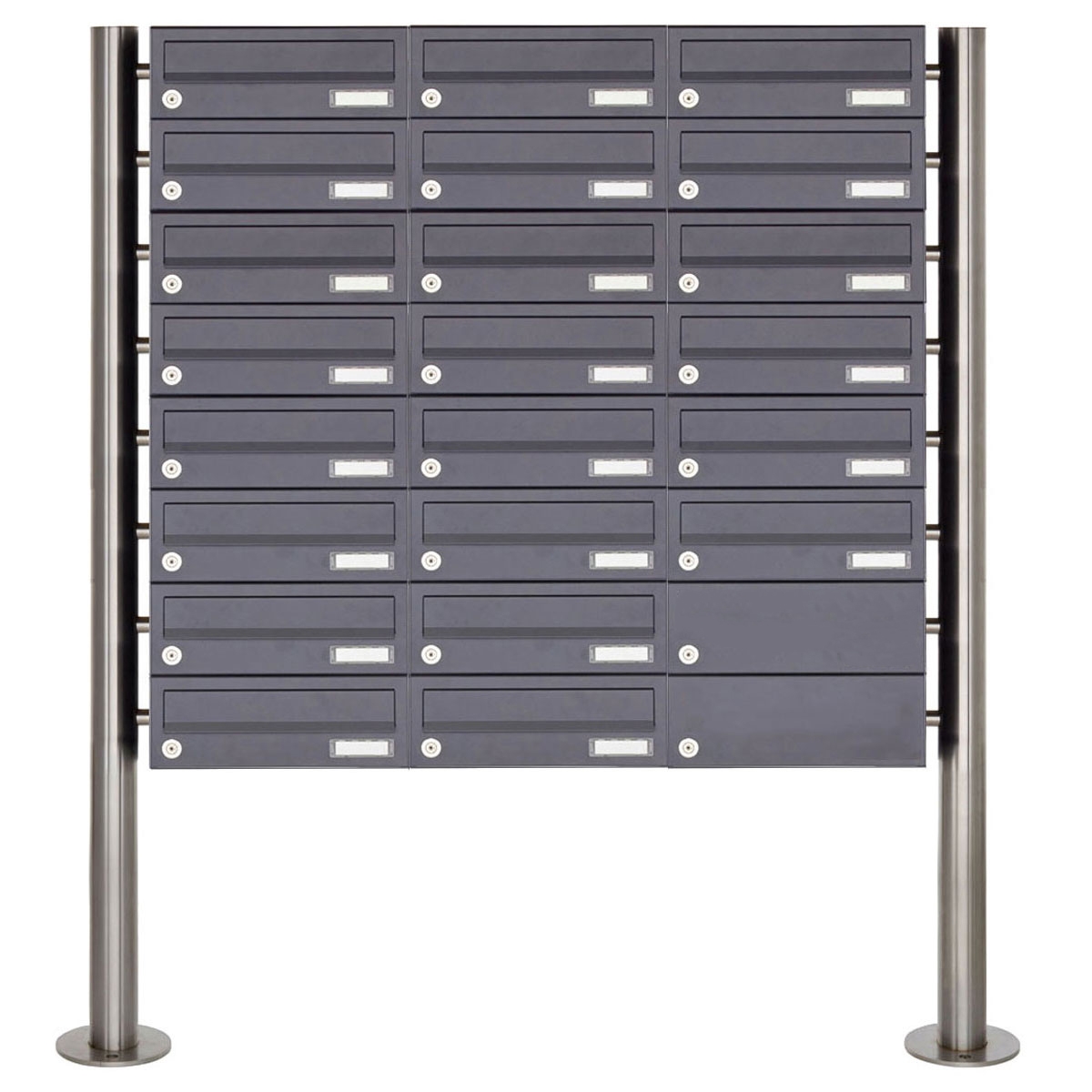 22 8x3 stainless steel free-standing letterbox system Design BASIC Plus 385X ST-R - RAL of your choice 22 8x3 stainless steel free-standing letterbox system Design BASIC Plus 385X ST-R - RAL of your choice