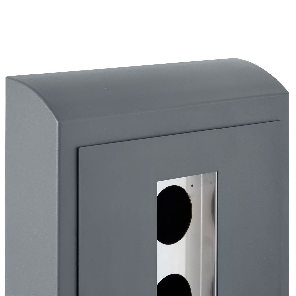 Edelstahl Briefkastensäule Designer Modell - Runddach - RAL 7016 anthrazitgrau - GIRA System 106 - 2-fach vorbereitet Edelstahl Briefkastensäule Designer Modell - Runddach - RAL 7016 anthrazitgrau - GIRA System 106 - 2-fach vorbereitet