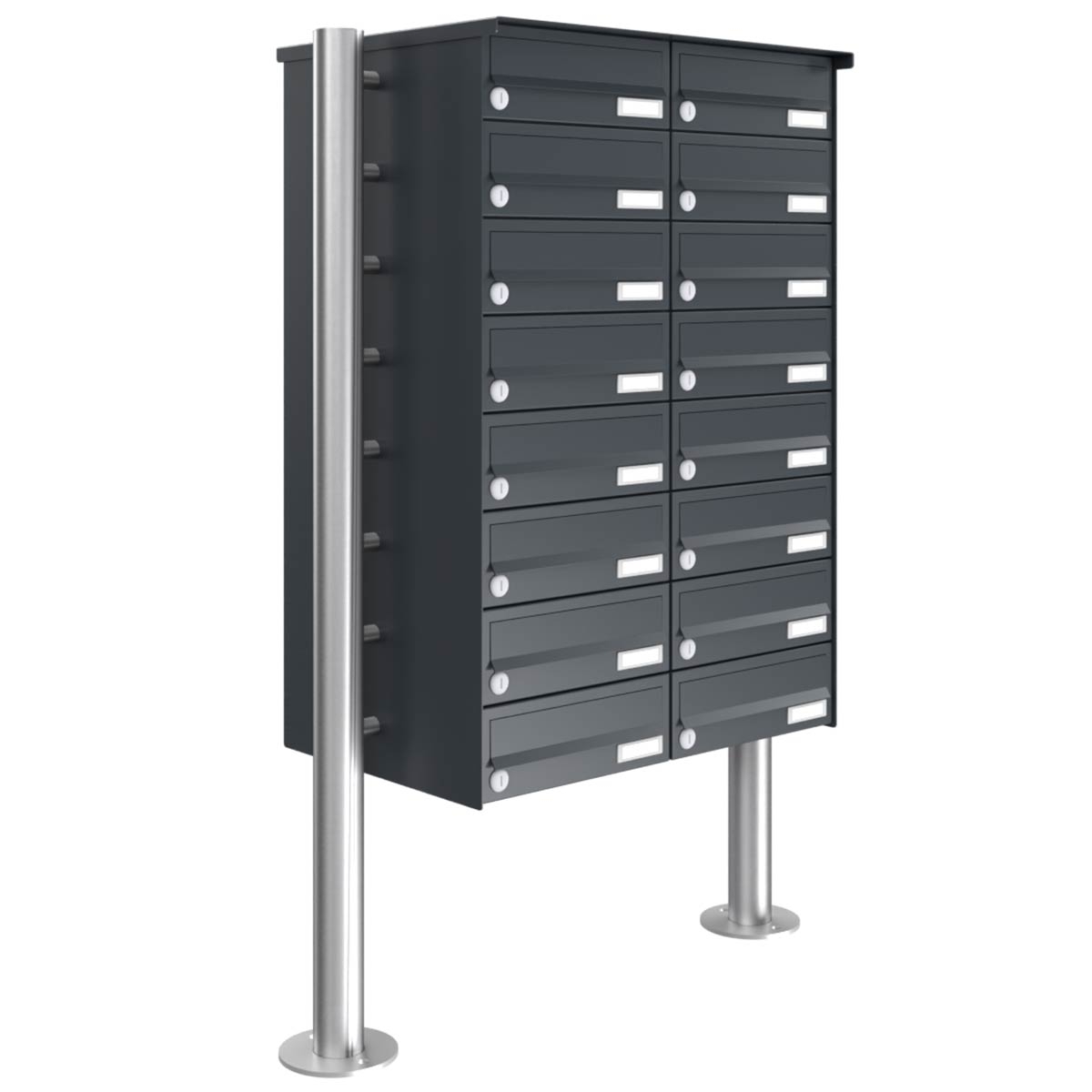 16er 8x2 Briefkastenanlage freistehend Design BASIC 385 ST-R - RAL 7016 anthrazitgrau
