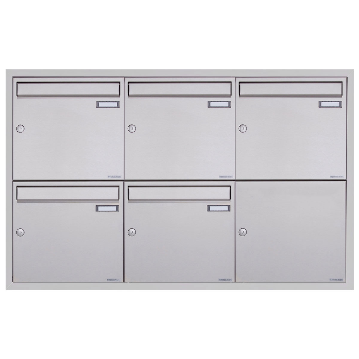 5er 3x2 Edelstahl Unterputz Briefkastenanlage BASIC Plus 382XU UP - Edelstahl geschliffen - 5 Parteien