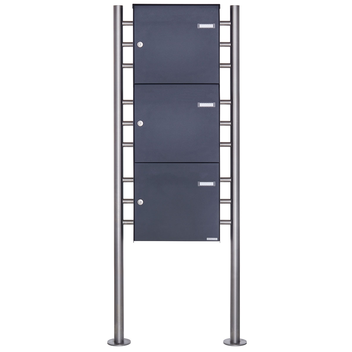 3er 1x3 Zaunbriefkasten freistehend Design BASIC Plus 381XZ ST-R - RAL nach Wahl