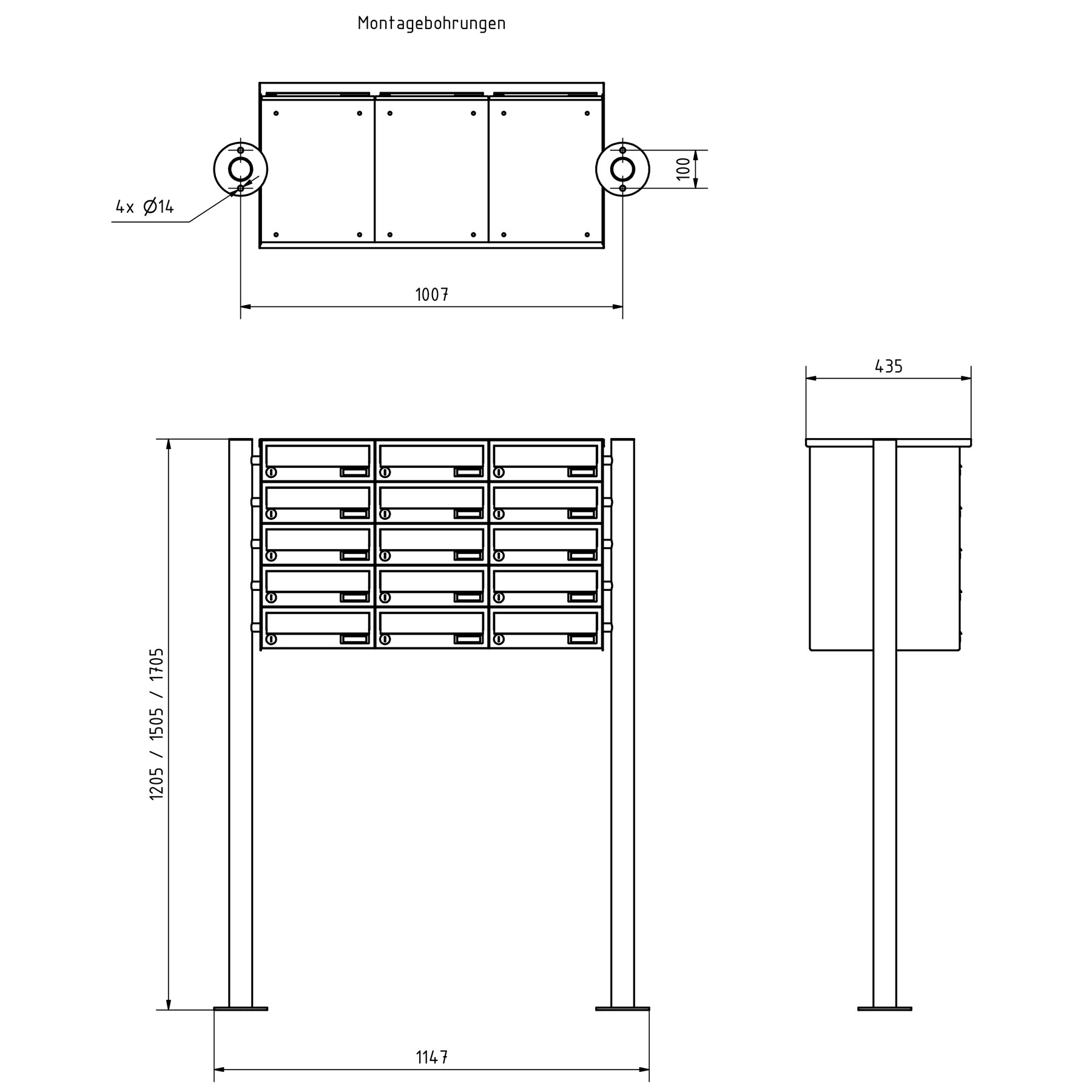 15 5x3 letterbox system freestanding Design BASIC 385 ST-R - RAL 7016 anthracite grey 15 5x3 letterbox system freestanding Design BASIC 385 ST-R - RAL 7016 anthracite grey