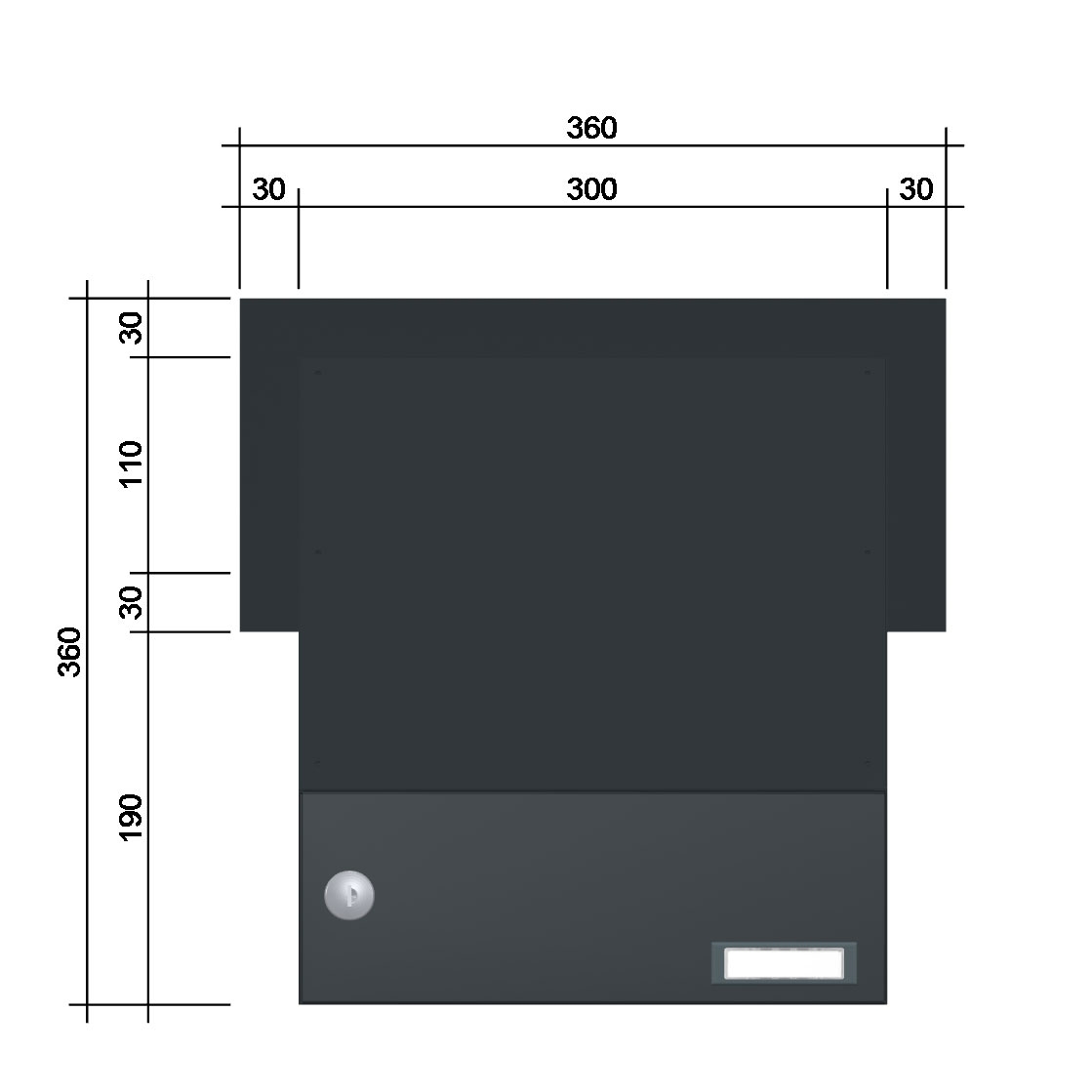Mauerdurchwurf Briefkasten BASIC 622 pulverbeschichtet - 1 Partei Mauerdurchwurf Briefkasten BASIC 622 pulverbeschichtet - 1 Partei