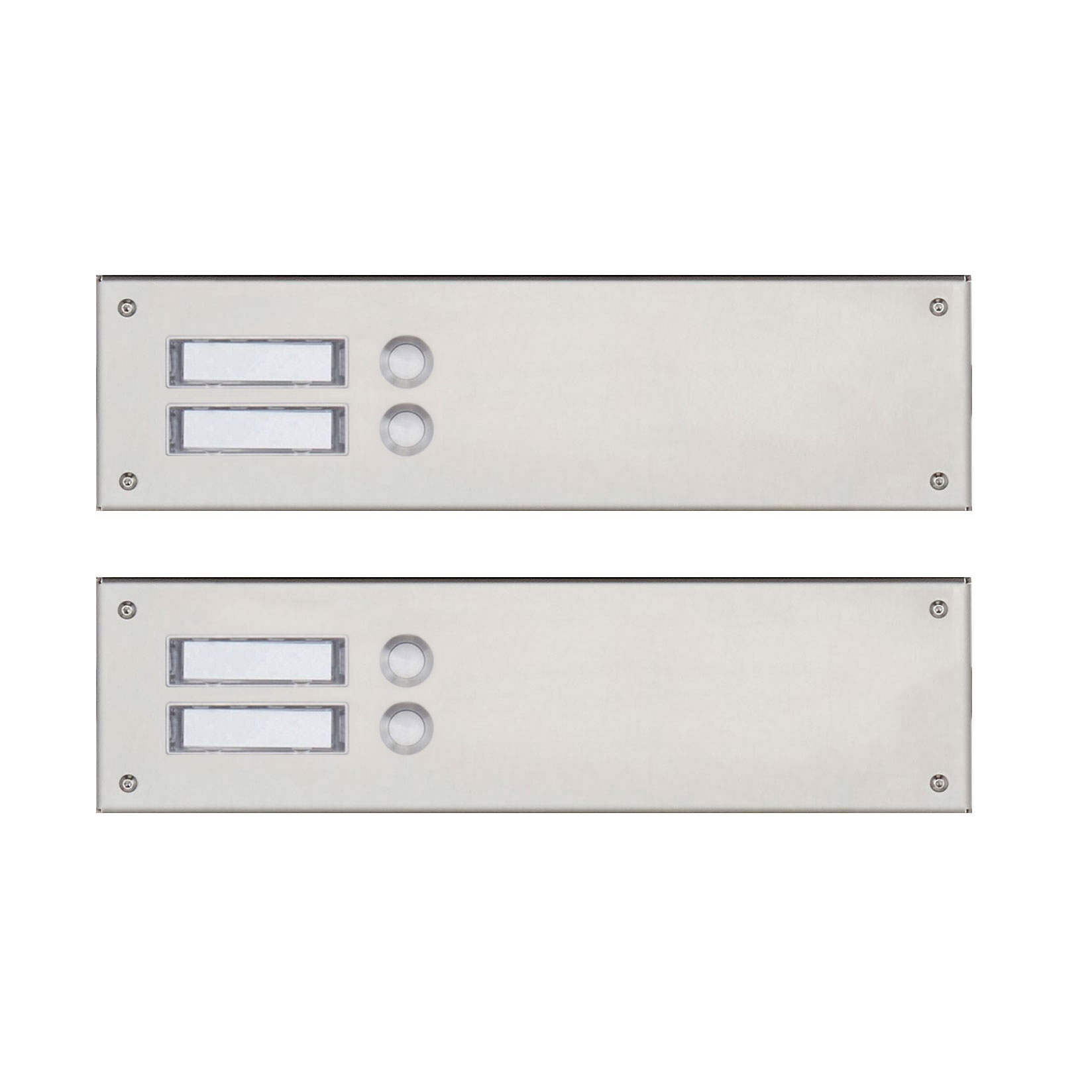 2 Edelstahl-Blenden 355x100 für 4 Parteien o. Sprechlochung