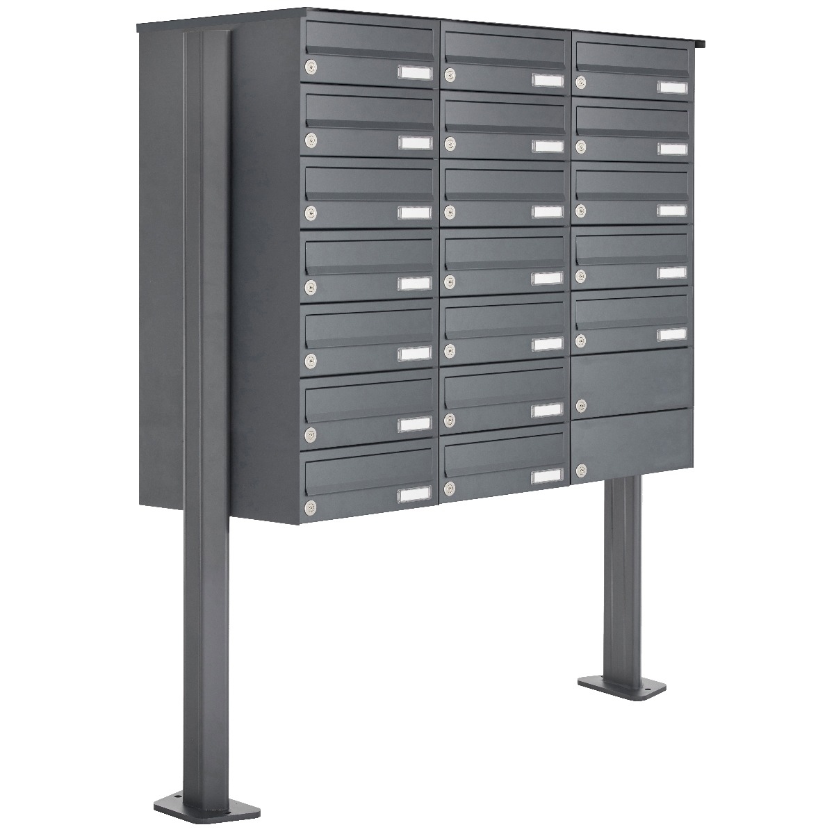 19er Briefkastenanlage freistehend Design BASIC 385P-7016 ST-T - RAL 7016 anthrazitgrau