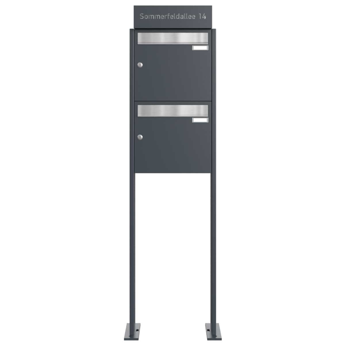 2er 1x2 letterbox system freestanding Design BASIC - Edition NELLY - BI-Color VA-RAL 7016 anthracite grey 2er 1x2 letterbox system freestanding Design BASIC - Edition NELLY - BI-Color VA-RAL 7016 anthracite grey