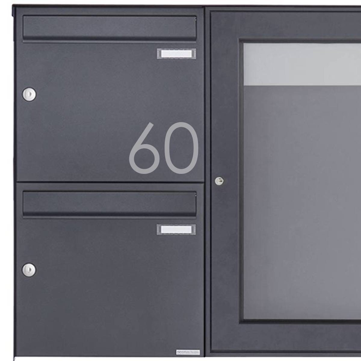 2-delige opbouwbrievenbus met vitrine BASIC Plus 389X ST-R - 710x660 - RAL naar keuze