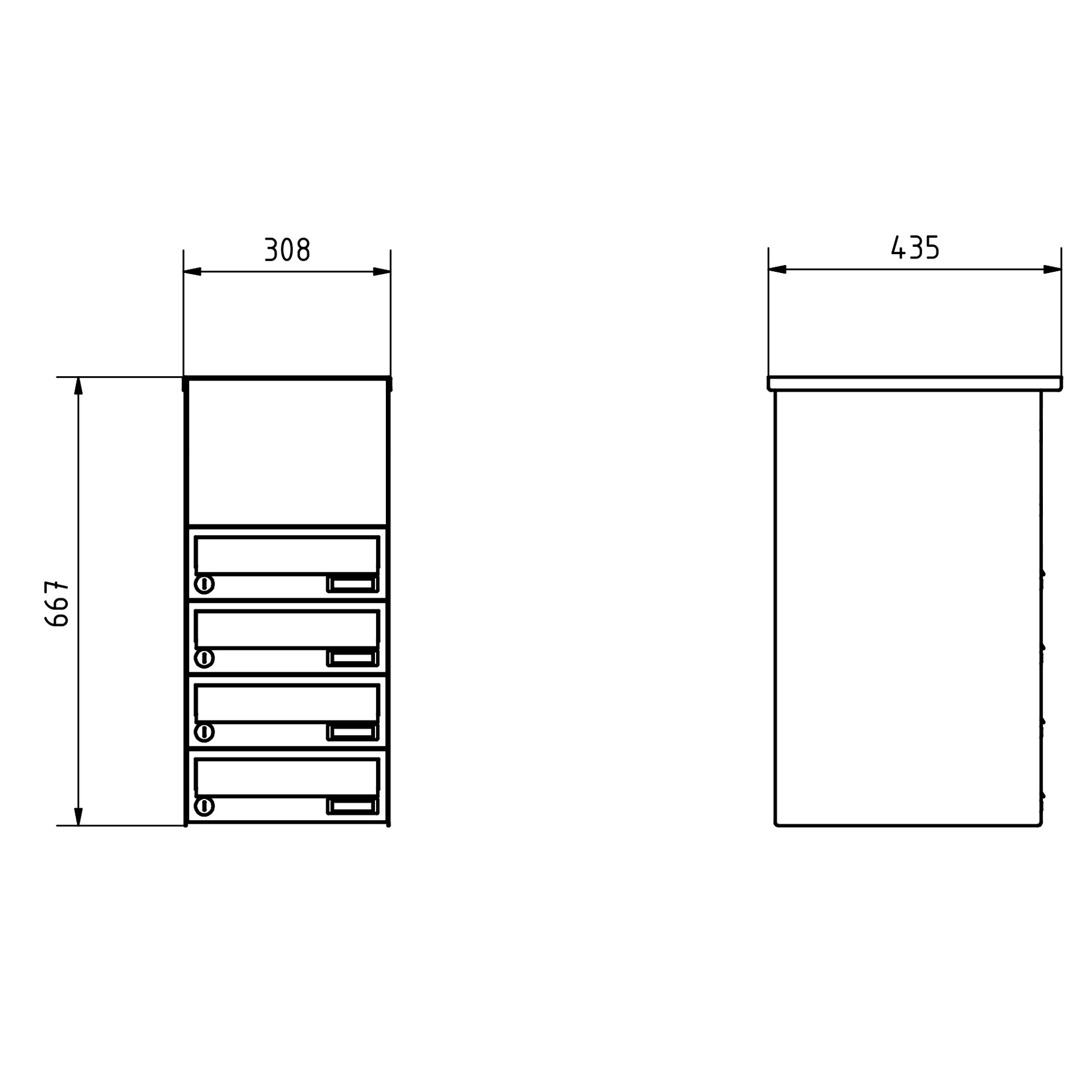 4er Aufputz Briefkasten Design BASIC Plus 385XA AP mit Klingelkasten - RAL nach Wahl 4er Aufputz Briefkasten Design BASIC Plus 385XA AP mit Klingelkasten - RAL nach Wahl