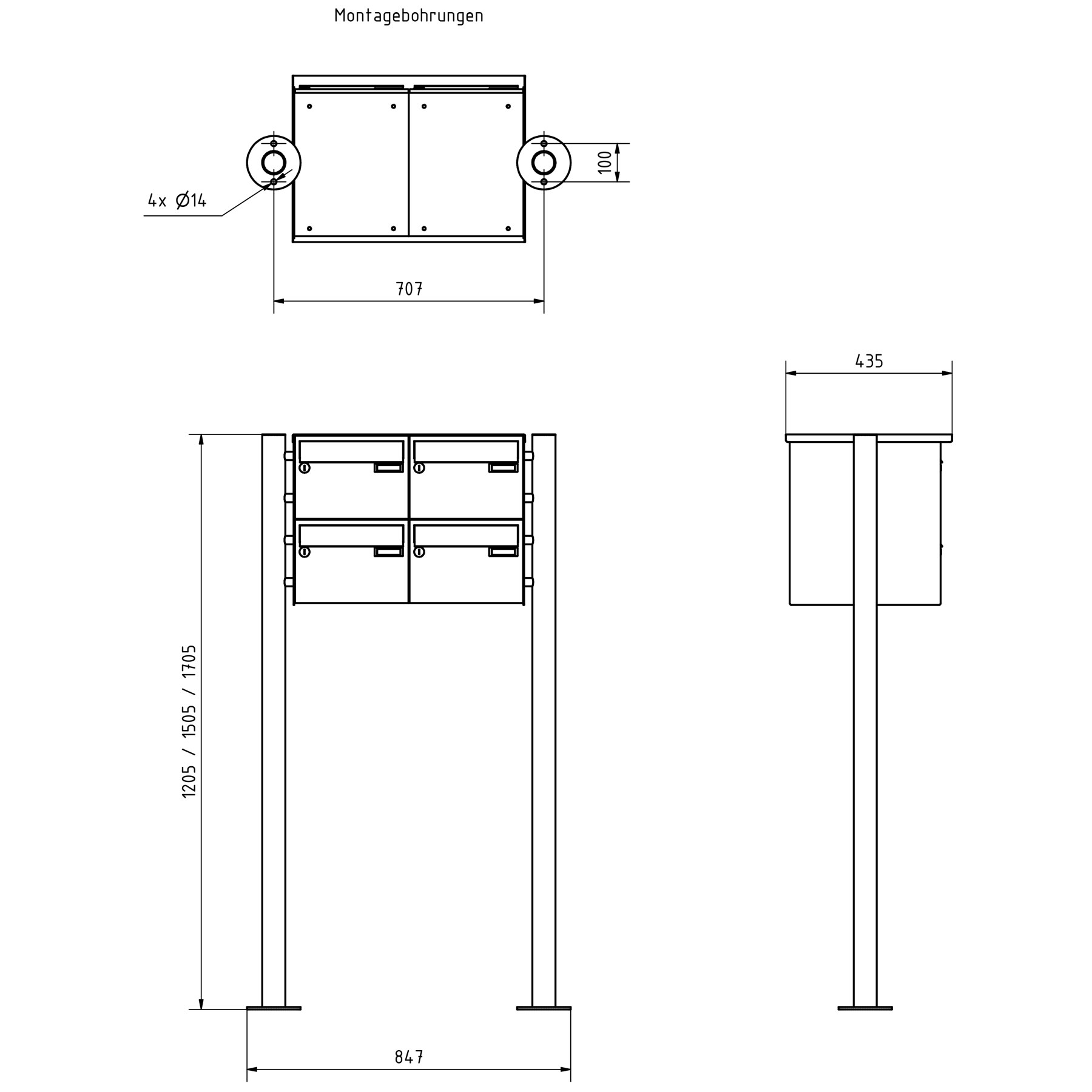 4er 2x2 Briefkastenanlage freistehend Design BASIC 385220 7016 ST-R - RAL 7016 anthrazitgrau 4er 2x2 Briefkastenanlage freistehend Design BASIC 385220 7016 ST-R - RAL 7016 anthrazitgrau