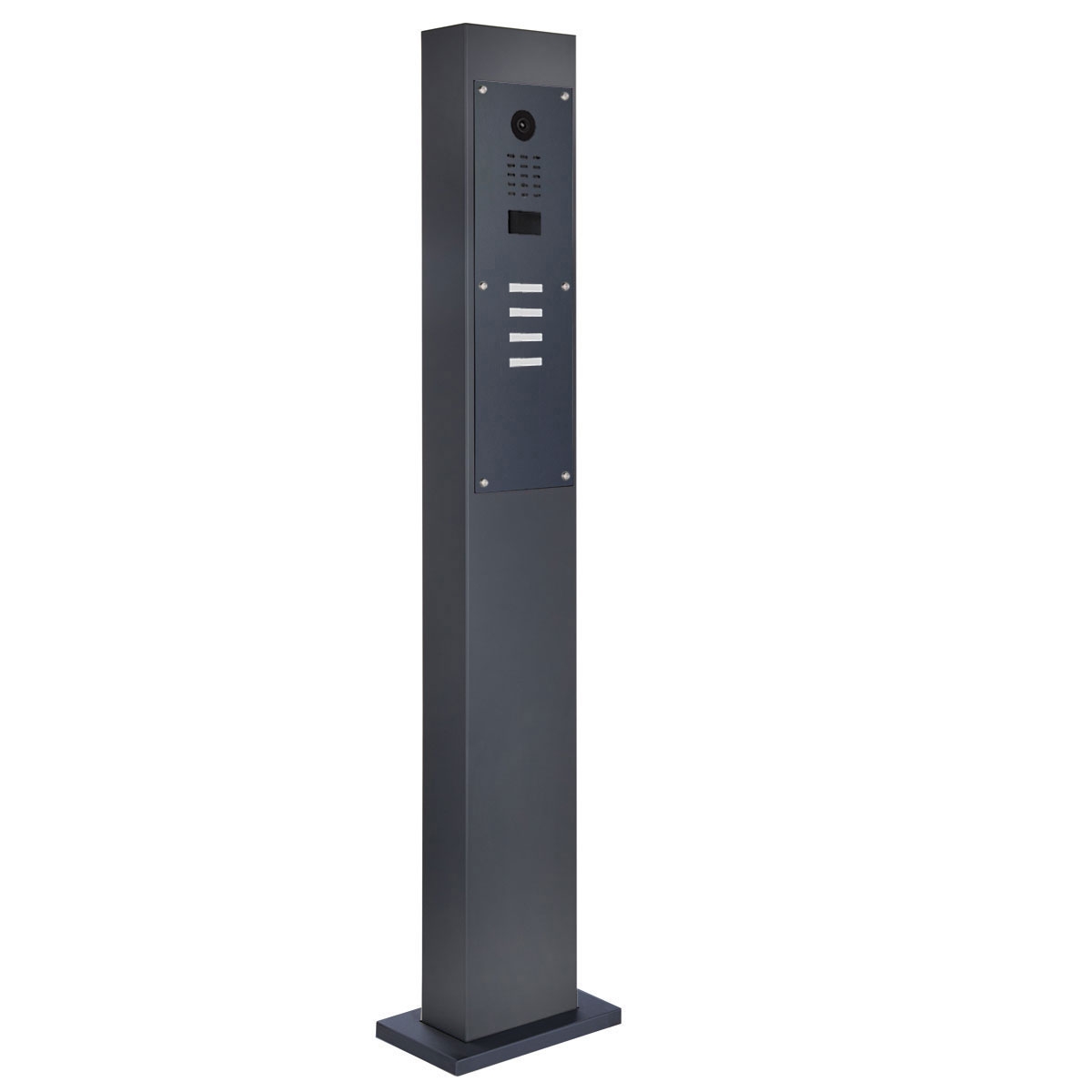 f600b847b0229cd6166ec41fc3e8d8892ba0e96e 4er Klingelstele Designer - Edelstahl V2A pulverbeschichtet mit DoorBird D2100E Video- Sprechanlage