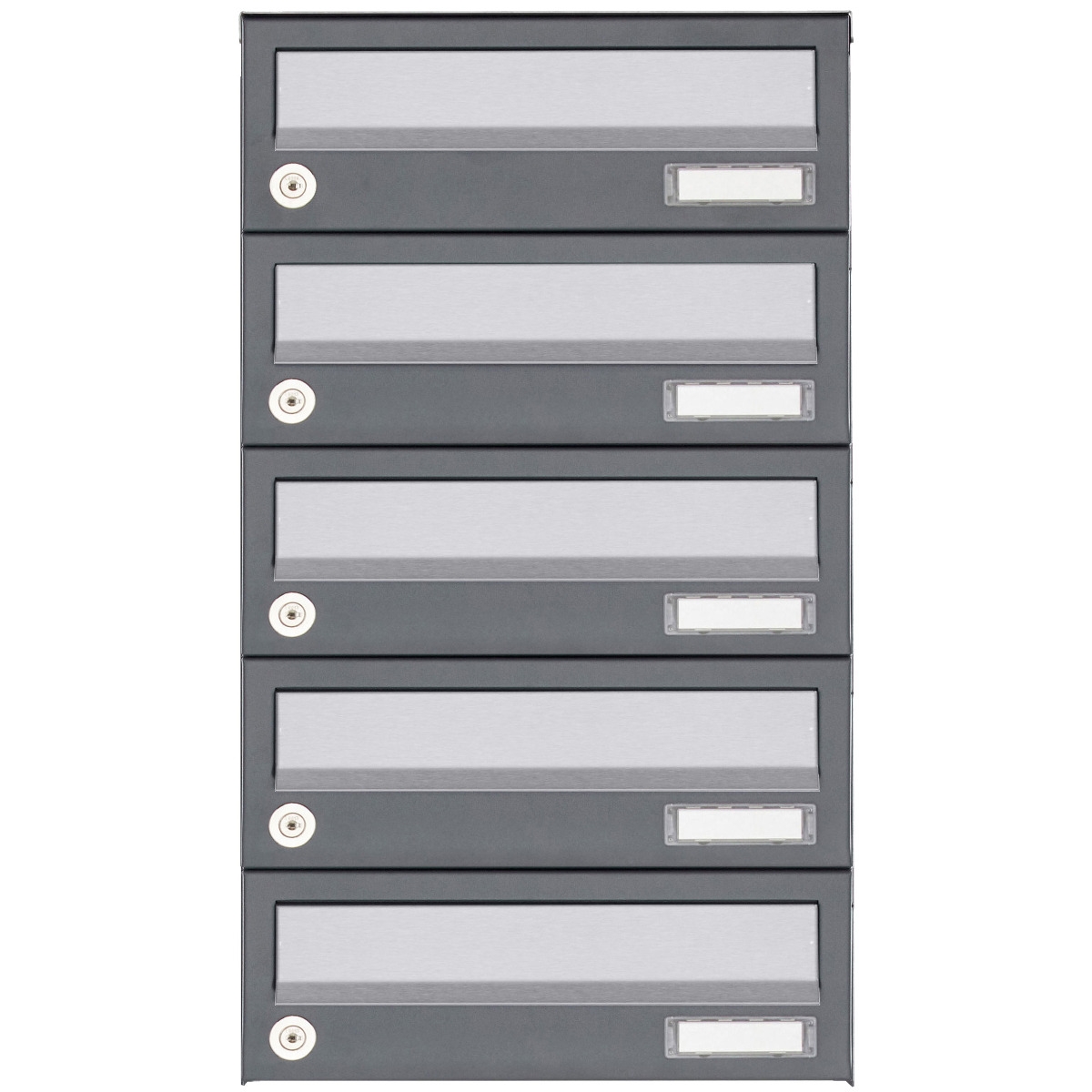 5-piece surface-mounted letterbox system Design BASIC 385A AP - stainless steel RAL 7016 anthracite grey 5-piece surface-mounted letterbox system Design BASIC 385A AP - stainless steel RAL 7016 anthracite grey