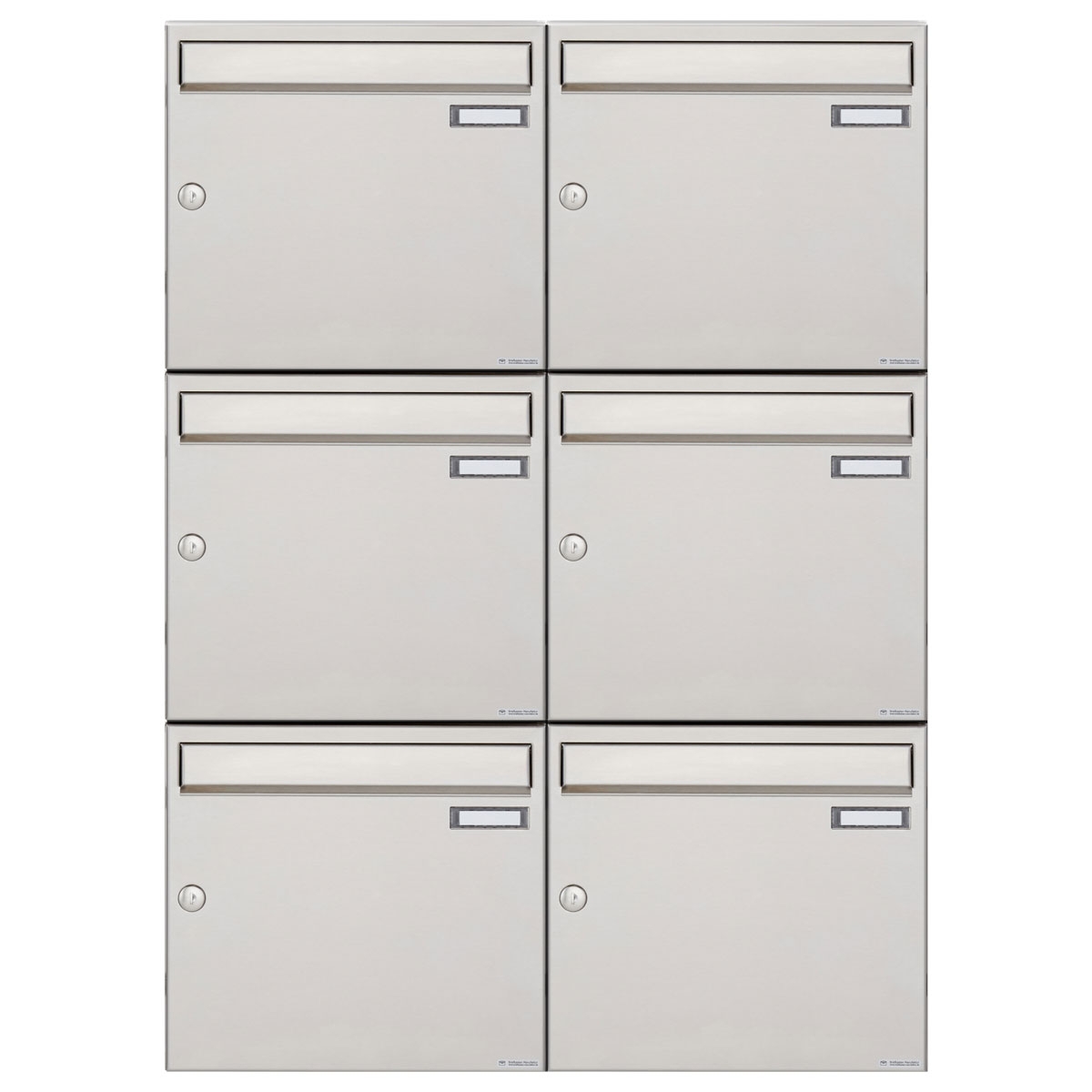 6er 2x3 Edelstahl Aufputz Briefkastenanlage Design BASIC 382A-VA - Senkrecht
