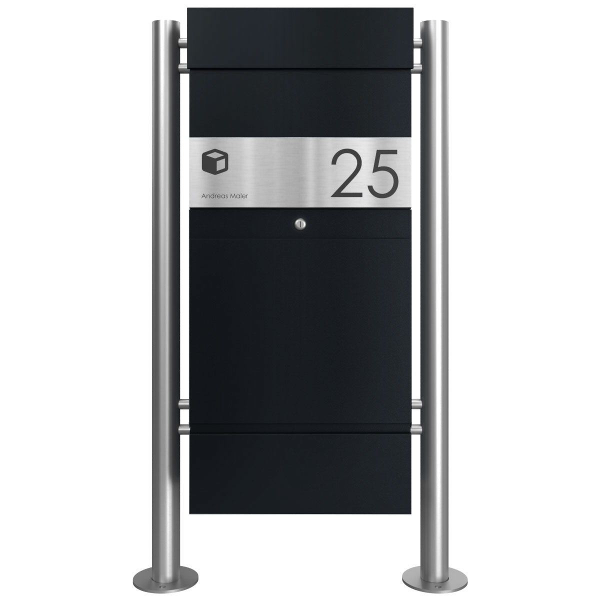 Freestanding parcel letter box KLEIST Edition ST-R - Design Elegance 1 - RAL 9005 jet black Freestanding parcel letter box KLEIST Edition ST-R - Design Elegance 1 - RAL 9005 jet black