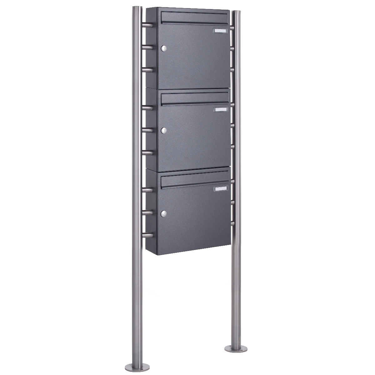 3er 3x1 Standbriefkasten Design BASIC 381 ST-R - DB703 eisenglimmer 3er 3x1 Standbriefkasten Design BASIC 381 ST-R - DB703 eisenglimmer