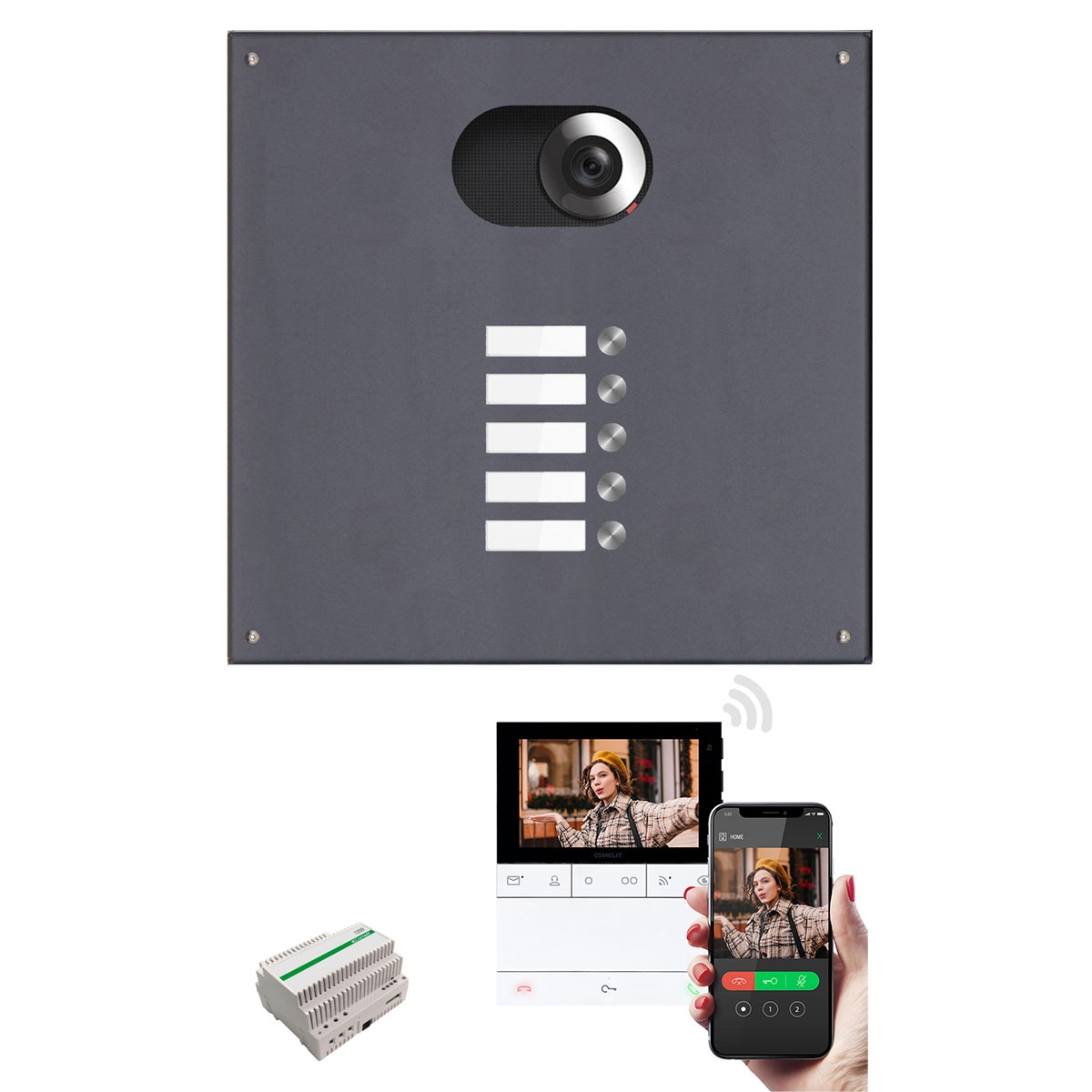 Panel ze stali nierdzewnej 355x100 na 5 imprez, RAL 7016 FS w. Kompletny zestaw wideo Comelit Wifi Panel ze stali nierdzewnej 355x100 na 5 imprez, RAL 7016 FS w. Kompletny zestaw wideo Comelit Wifi