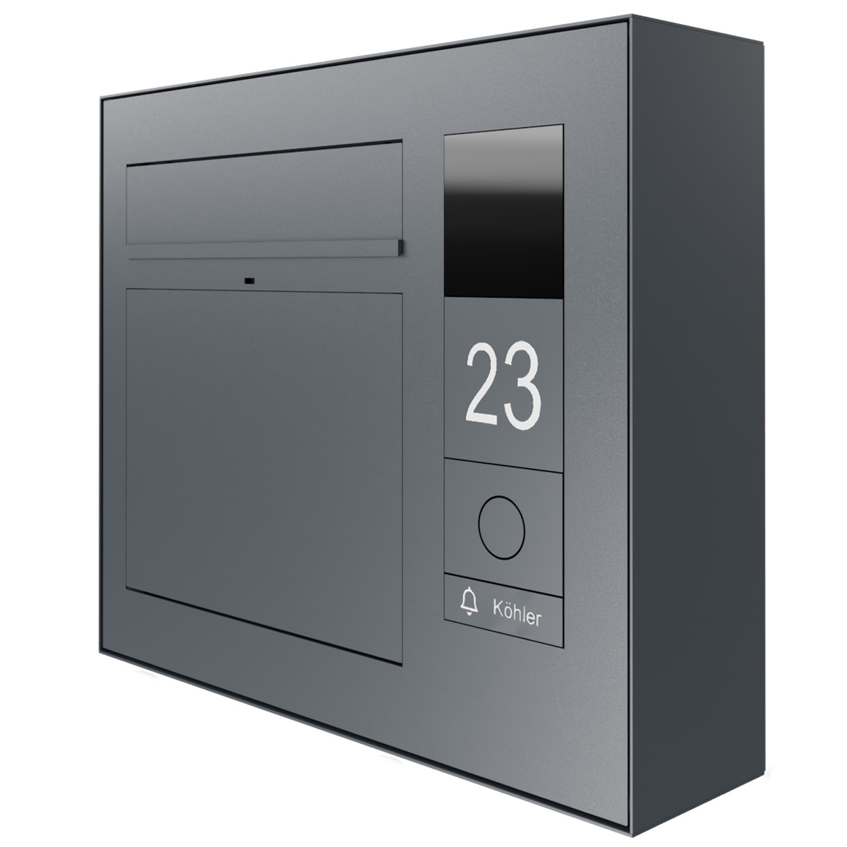 Design Aufputz Briefkasten GRIMM - Farbe nach Wahl - GIRA System 106 - Video- Sprechanlage rechts - VIDEO Komplettset