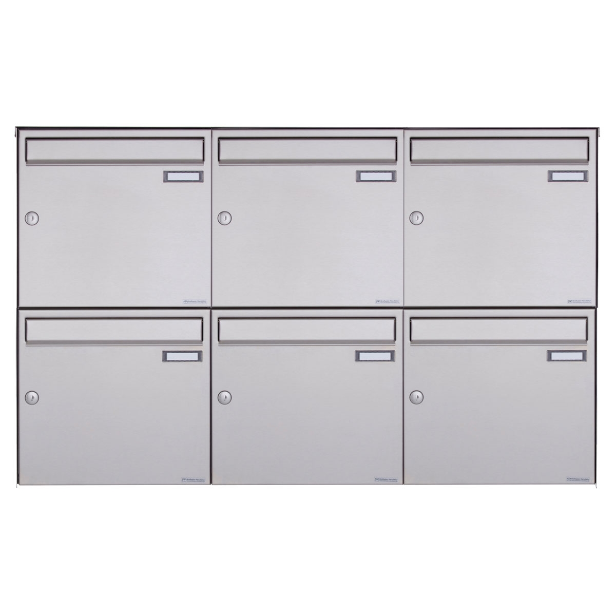 6er 3x2 Edelstahl Aufputz Briefkasten Design BASIC Plus 382XA AP - Edelstahl V2A geschliffen