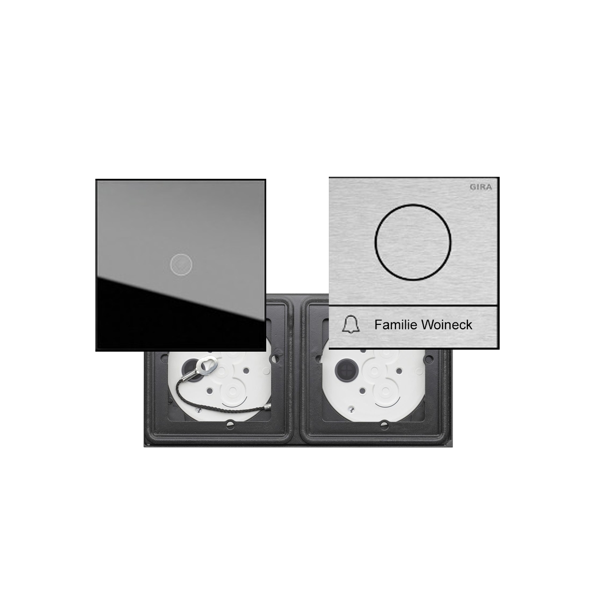 6bb2aace82cdda3da2fa2119697740ed8de48b54 Set di 2 GIRA System 106 - Acciaio inox V2A - Citofono con telecamera e 1x pulsante per campanello