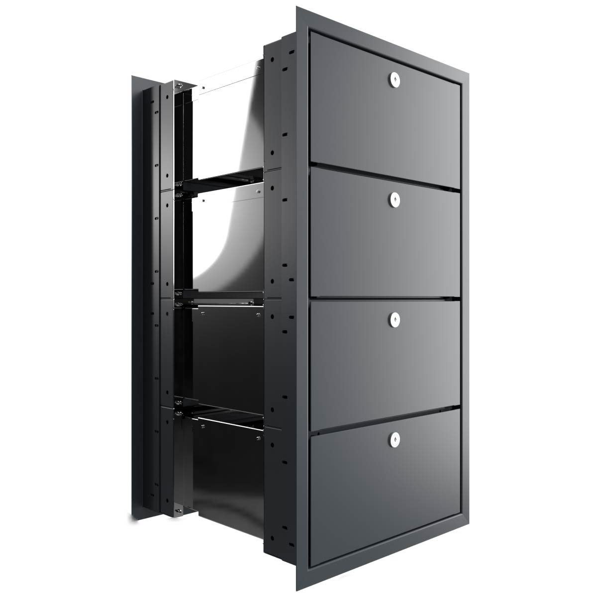 4er 1x4 Design Durchwurfbriefkasten GOETHE MDW mit Namensschild - RAL nach Wahl 4er 1x4 Design Durchwurfbriefkasten GOETHE MDW mit Namensschild - RAL nach Wahl