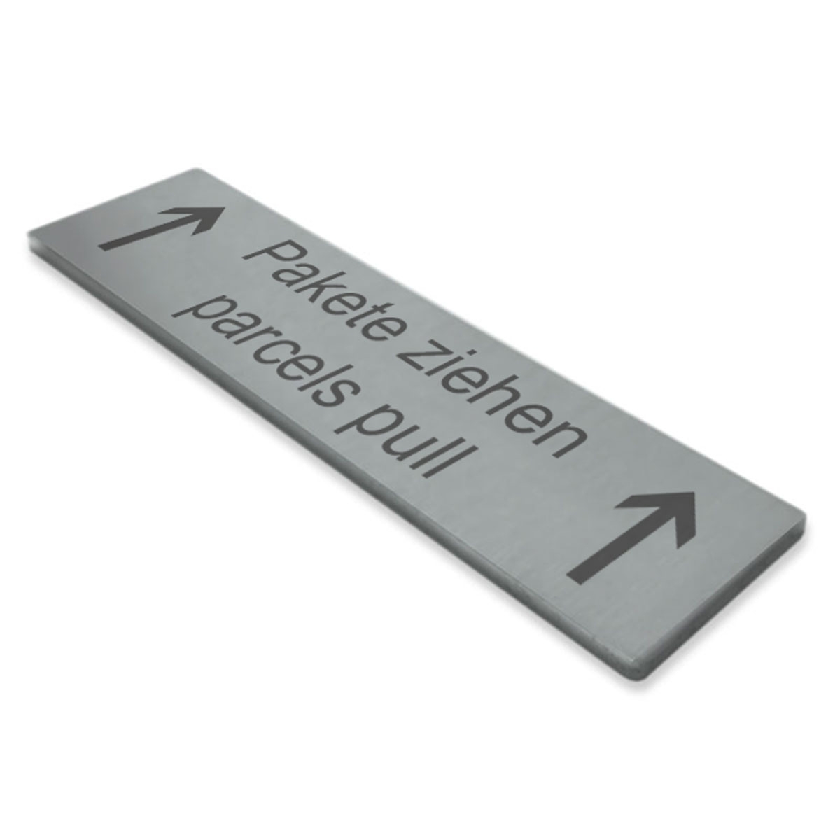 17cecb6044327ed0be97e8713e468d914f74b4f2 Selbstklebendes Namensschild "Pakete" aus Edelstahl
