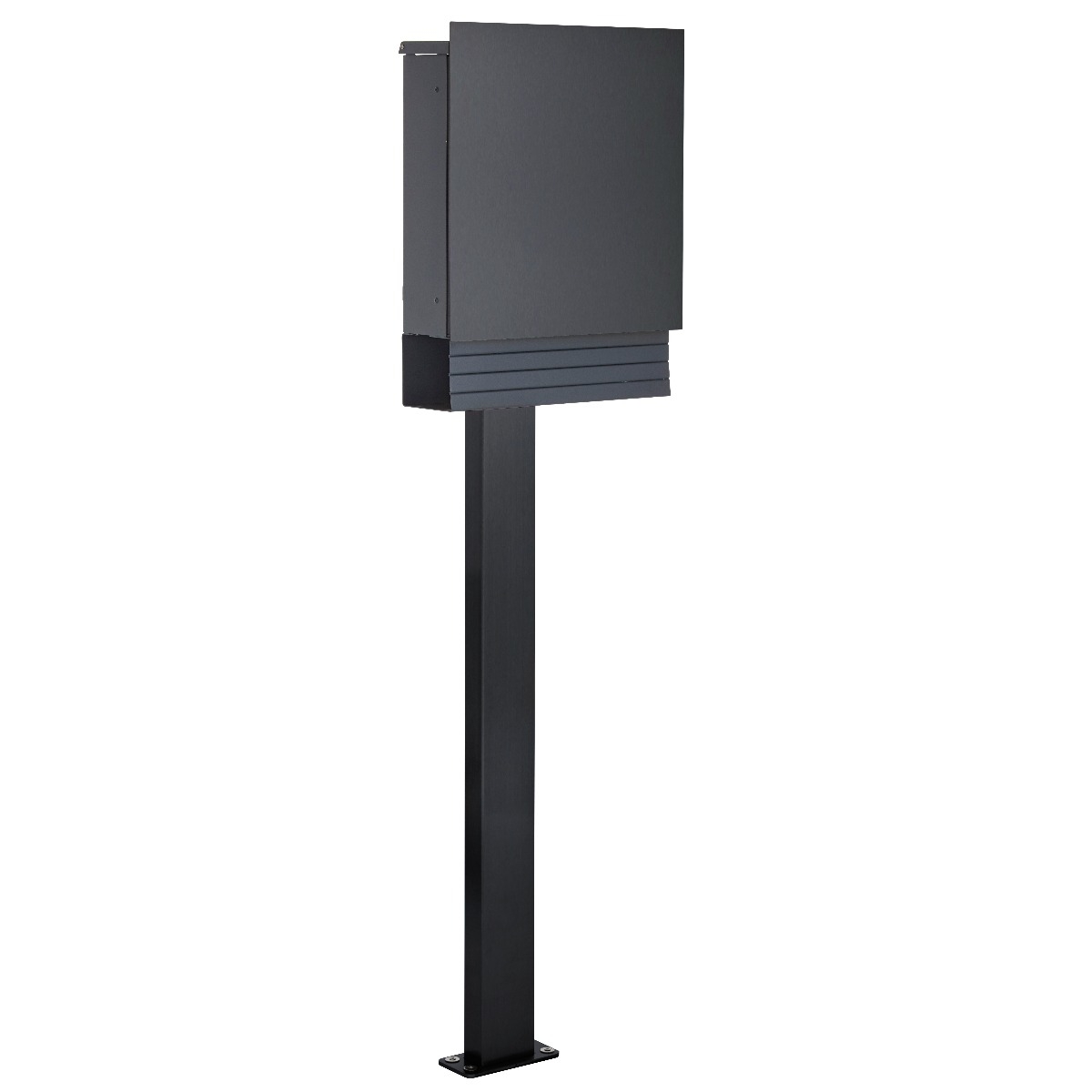 Design free-standing letterbox &amp; newspaper compartment SCHILLER SMALL VAR - stainless steel V2A, powder-coated in RAL 7016 anthracite grey