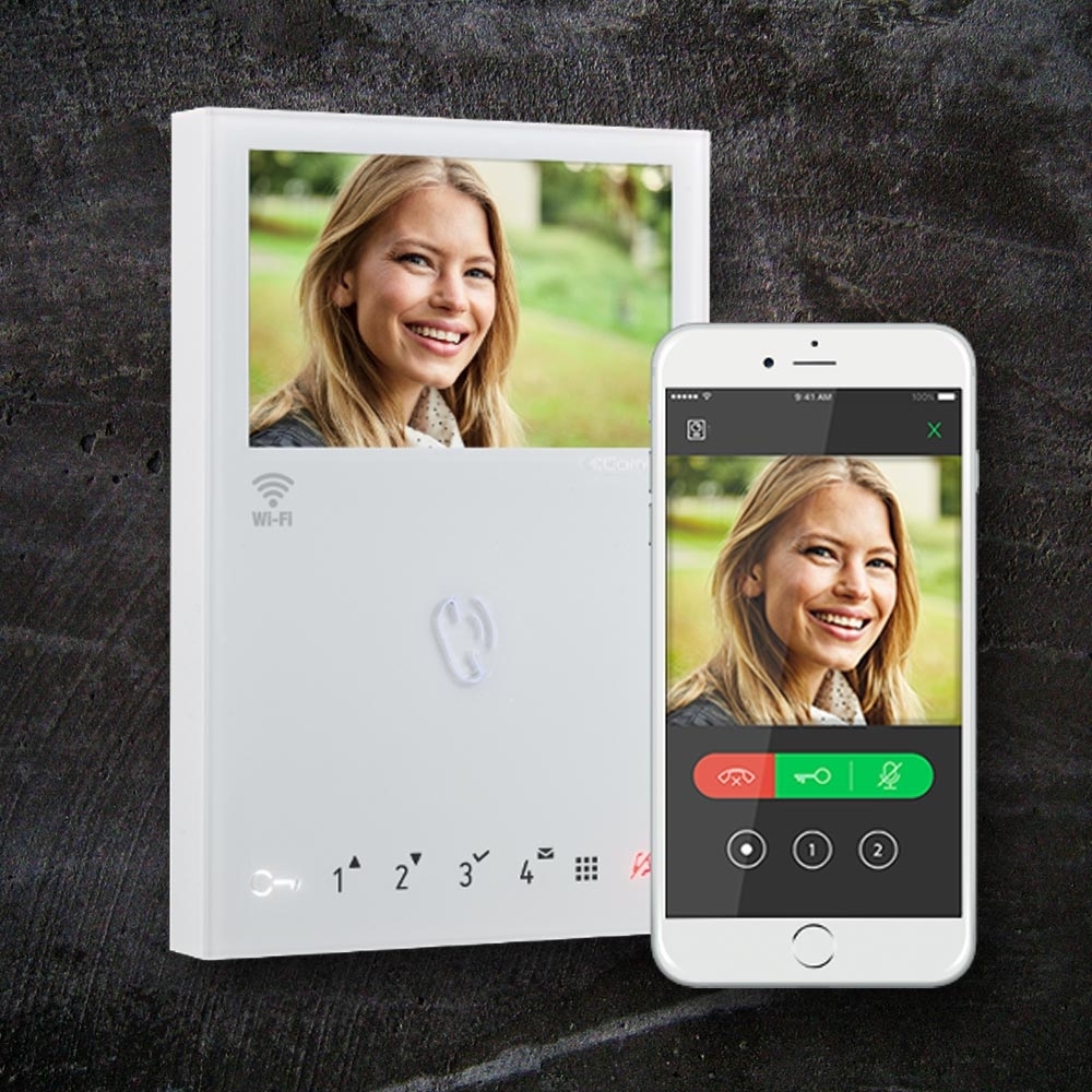 Edelstahl Video Klingelstele Designer - RAL nach Wahl - COMELIT Ultra Touch - Komplettset