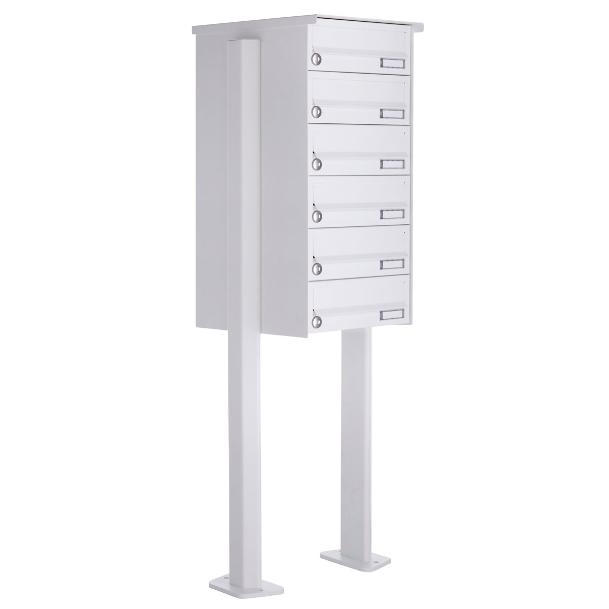 6er Standbriefkasten Design BASIC 385P-9016 ST-T - RAL 9016 verkehrsweiß