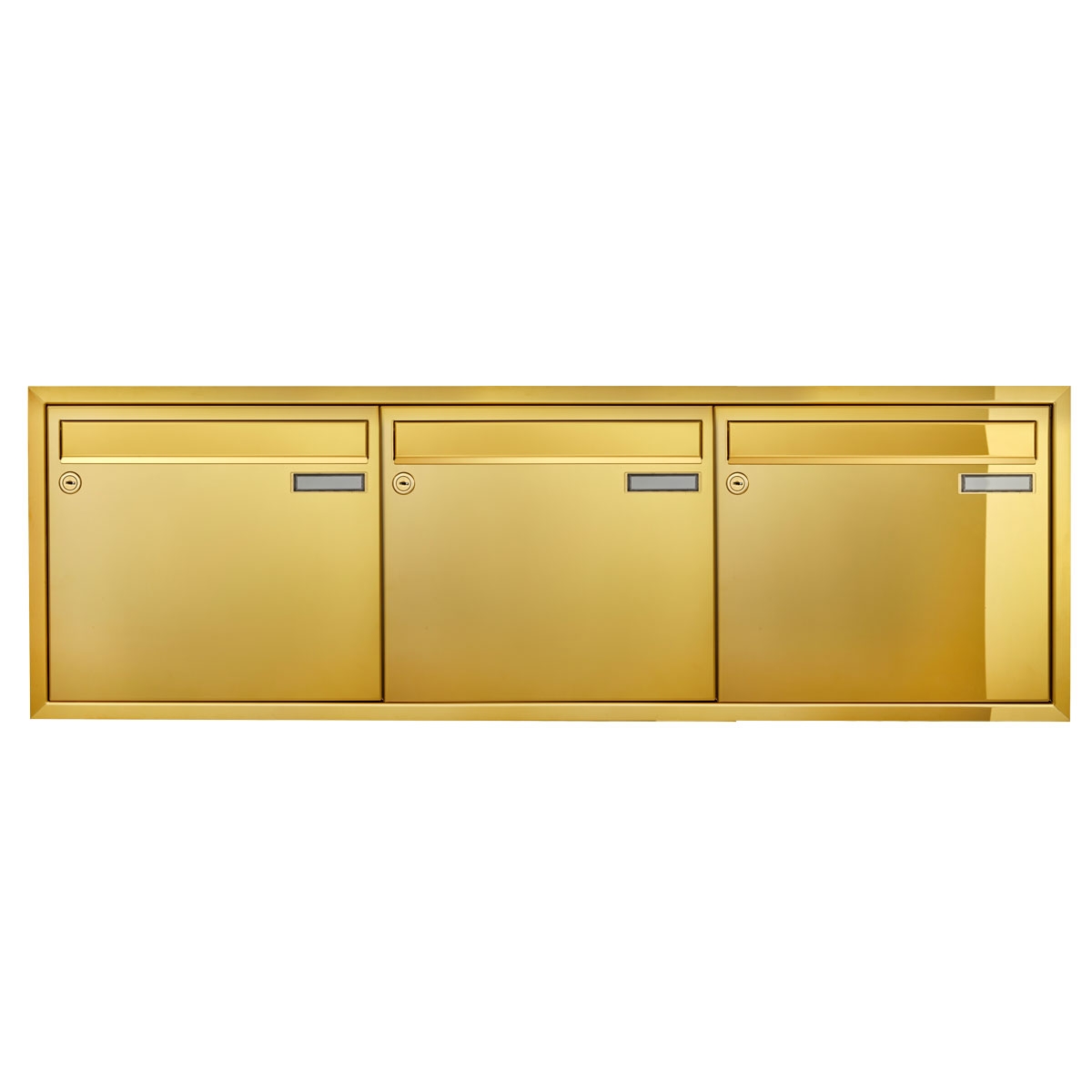 3er 3x1 Unterputz Briefkastenanlage CLASSIC 534C - Titanmessing ähnl. Gold - 3 Partei