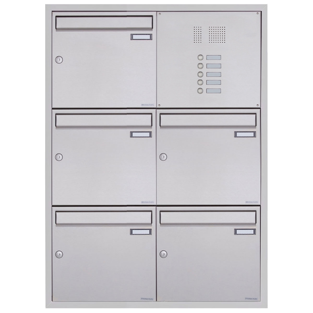 5er 2x3 Edelstahl Unterputz Briefkastenanlage BASIC Plus 382XU UP mit Klingelkasten